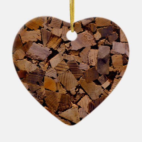 Firewood rustic cabin wood grain tree bark pattern ceramic ornament
