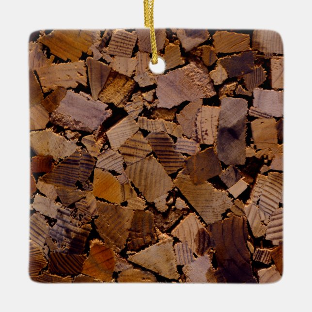 Firewood rustic cabin wood grain tree bark pattern ceramic ornament (Front)