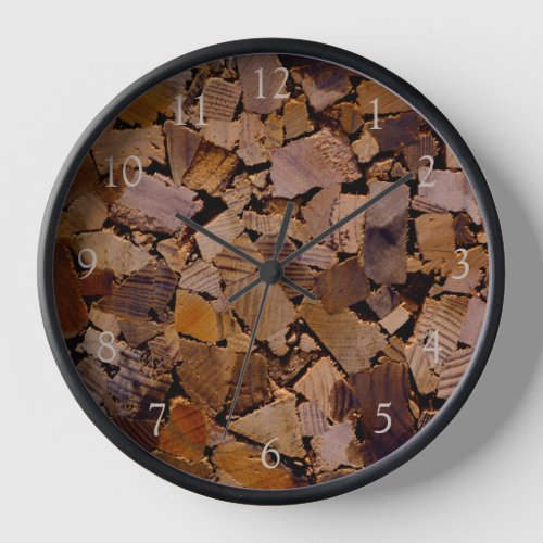 Firewood rustic cabin wood grain tree bark pattern clock