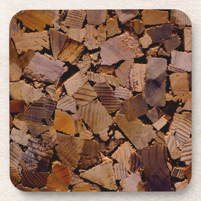Firewood rustic cabin wood grain tree bark pattern drink coaster (Front)