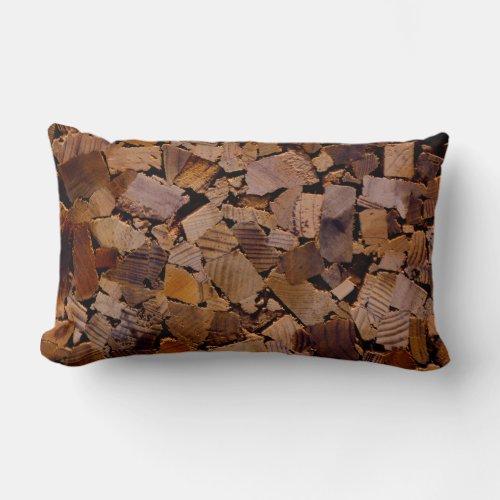 Firewood rustic cabin wood grain tree bark pattern lumbar pillow