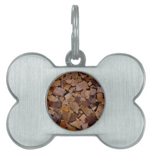 Firewood rustic cabin wood grain tree bark pattern pet ID tag