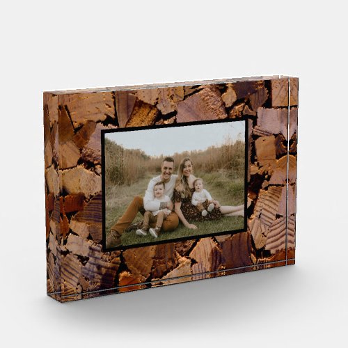 Firewood rustic cabin wood grain tree bark pattern photo block
