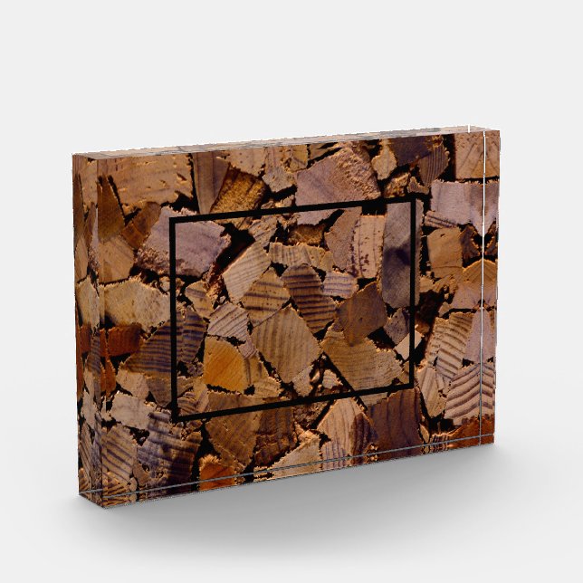 Firewood rustic cabin wood grain tree bark pattern photo block (Left)