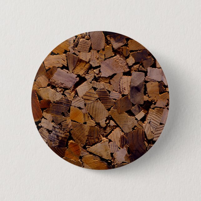 Firewood rustic cabin wood grain tree bark pattern pinback button (Front)