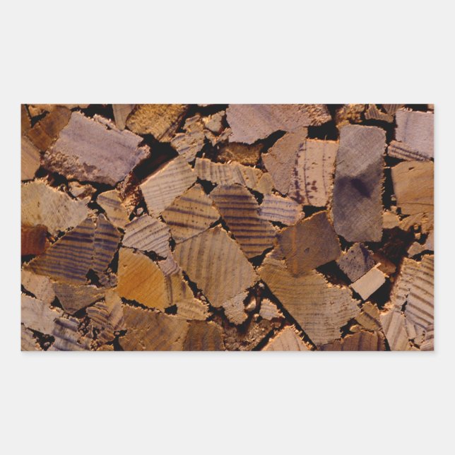 Firewood rustic cabin wood grain tree bark pattern rectangular sticker (Front)