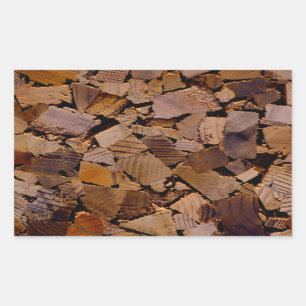 Firewood rustic cabin wood grain tree bark pattern rectangular sticker