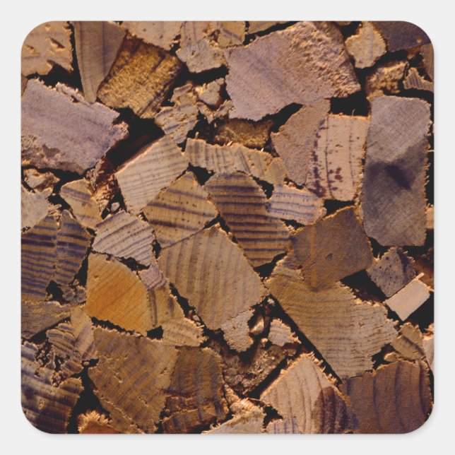Firewood rustic cabin wood grain tree bark pattern square sticker (Front)