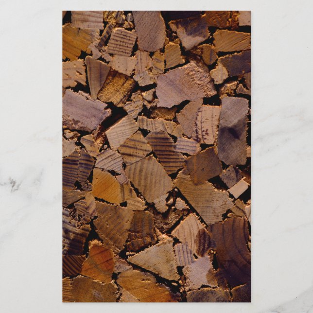 Firewood rustic cabin wood grain tree bark pattern stationery (Front)