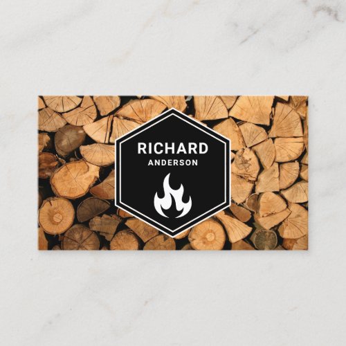 Firewood Wooden Logs Tree Service Flame Business Card