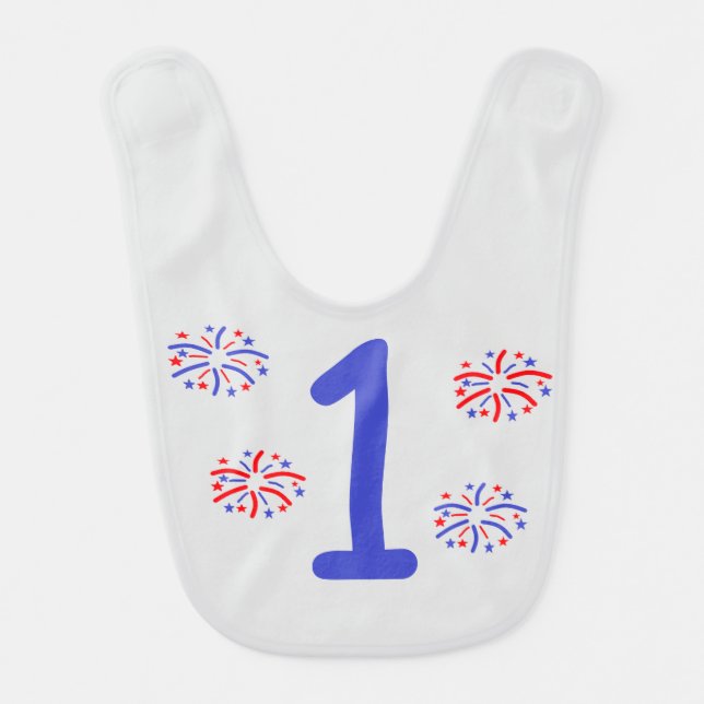 Firework 1st Birthday Baby Bib (Front)