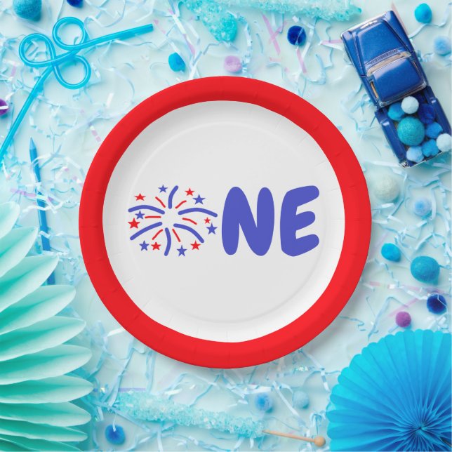 Firework 1st Birthday Paper Plates (Party)
