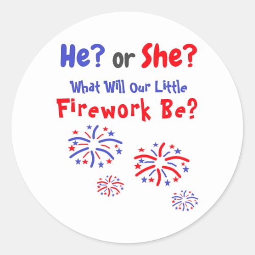 Firework American Gender Reveal Classic Round Sticker