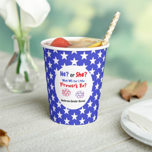 Firework American Gender Reveal Paper Cups