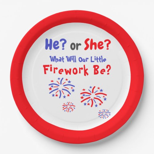 Firework American Gender Reveal Paper Plate