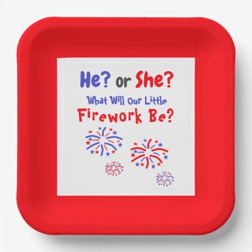 Firework American Gender Reveal Paper Plate