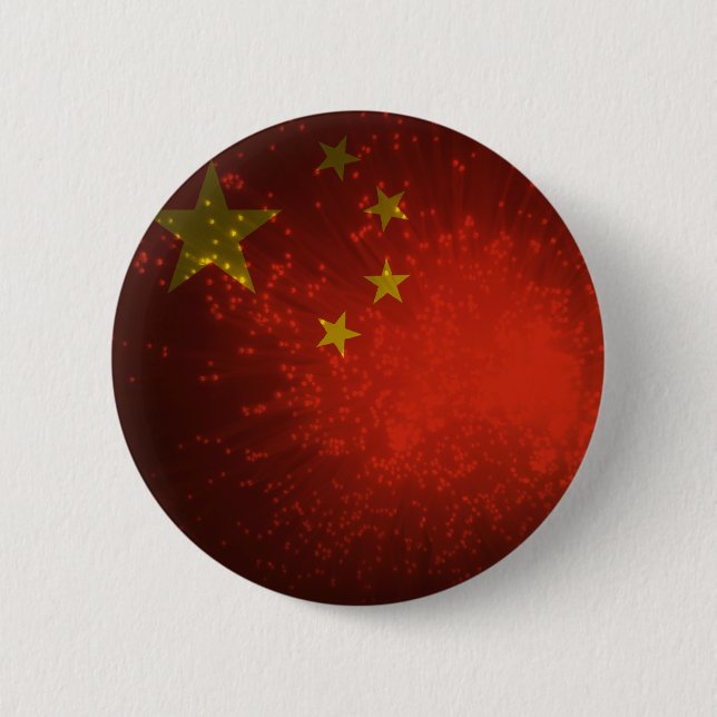 Firework; China Flag Pinback Button (Front)