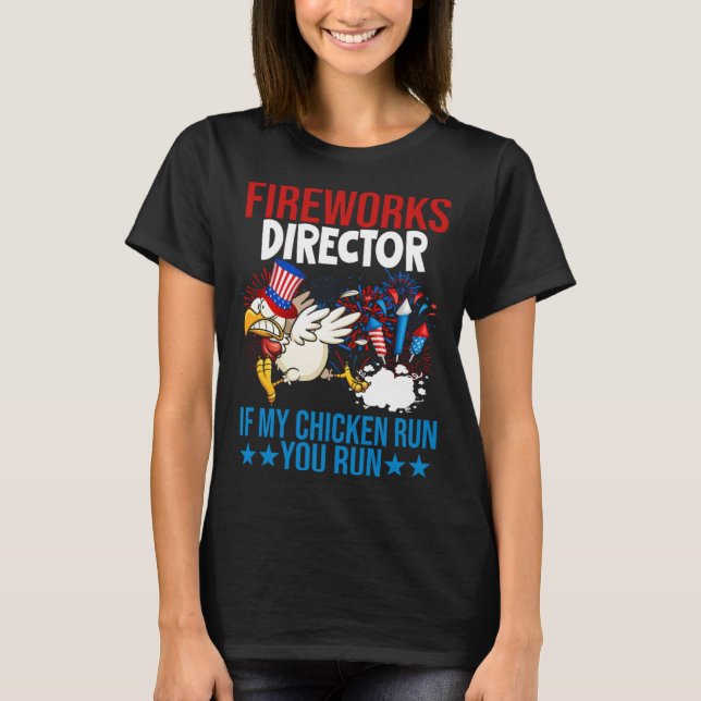 Firework Director Happy 4th Of July American Flag  T-Shirt (Front)