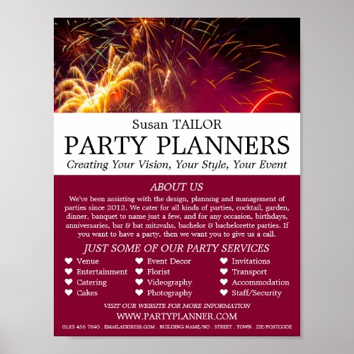 Firework Display Party Event Planner Advertising Poster