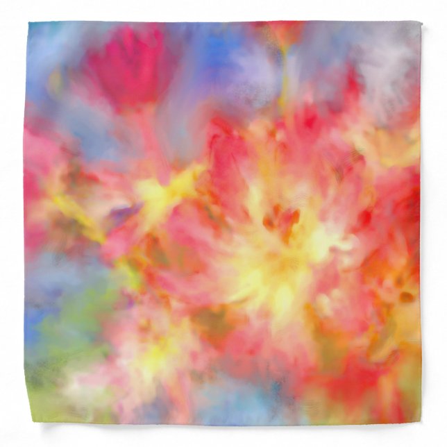 Firework Flowers Tie Dye Look Bandana (Front)
