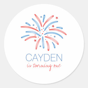 Firework Fourth of July Birthday Classic Round Sticker