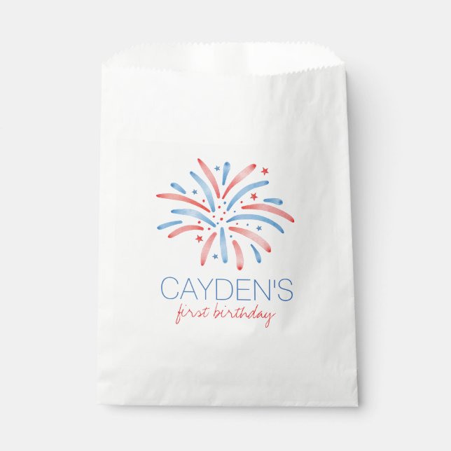 Firework Fourth of July Birthday Favor Bag (Front)