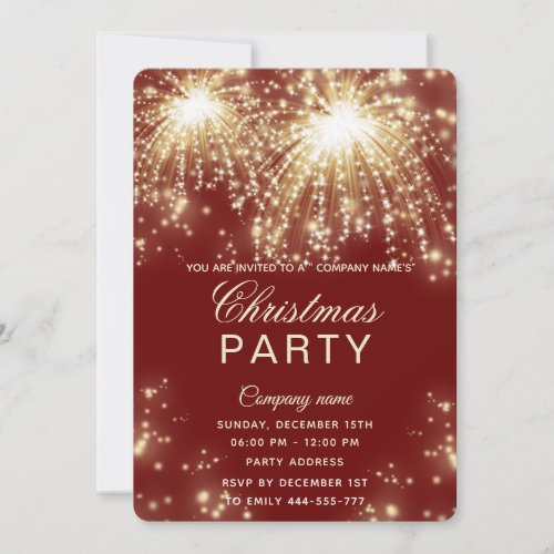 Firework gold  corporate Christmas party  Invitation