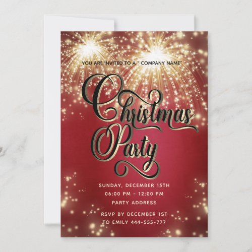 Firework gold  corporate Christmas party  Invitation