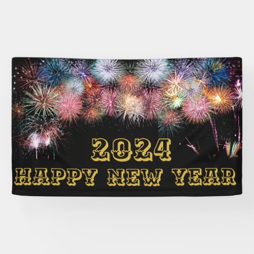 Firework Happy New Year wall Banner