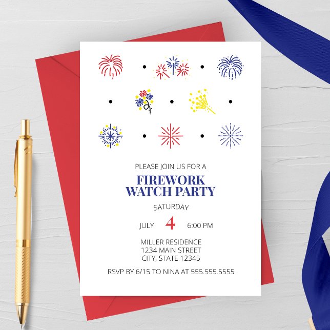 Firework Icons 4th of July Party Invitation (Creator Uploaded)