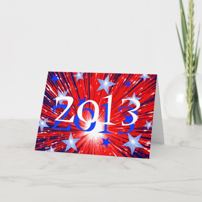 Firework Red White Blue '2013' New Year card (Front)