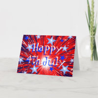 Firework Red White Blue '4th July' card front text