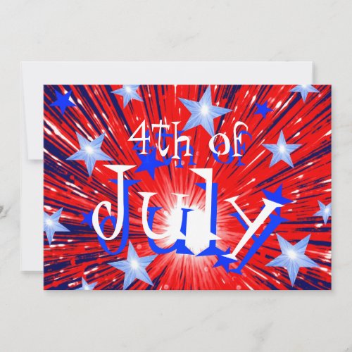 Firework Red White Blue 4th of July party Invitation