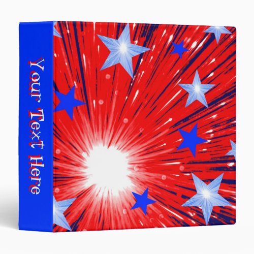 Firework Red White Blue binder Your Text blue