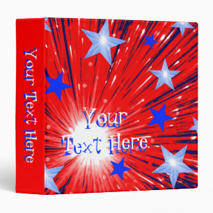 Firework Red White Blue binder 'Your Text' red