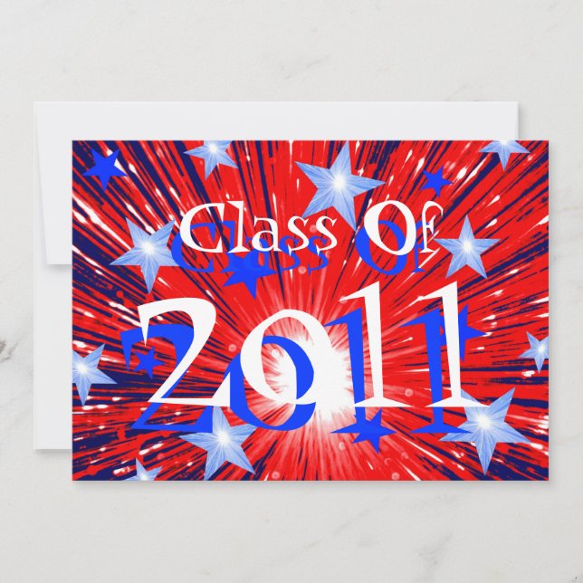 Firework Red White Blue 'Class of 2011' party Invitation (Front)