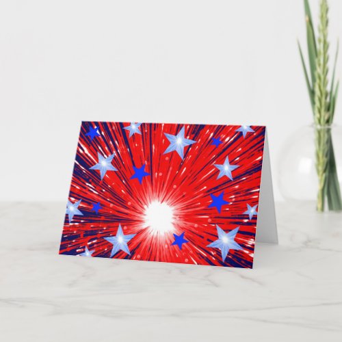 Firework Red White Blue Happy 4th July card