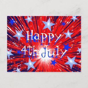 Firework Red White Blue 'Happy 4th July' postcard