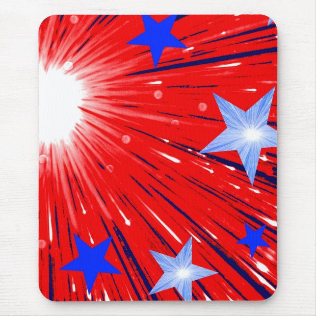Firework Red White Blue mousepad portrait (Front)