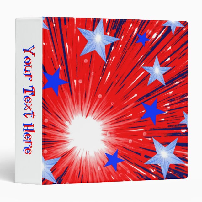 Firework Red White Blue 'Your Text' binder white (Front/Spine)