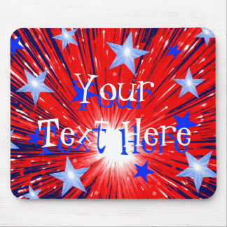 Firework Red White Blue 'Your Text' mousepad