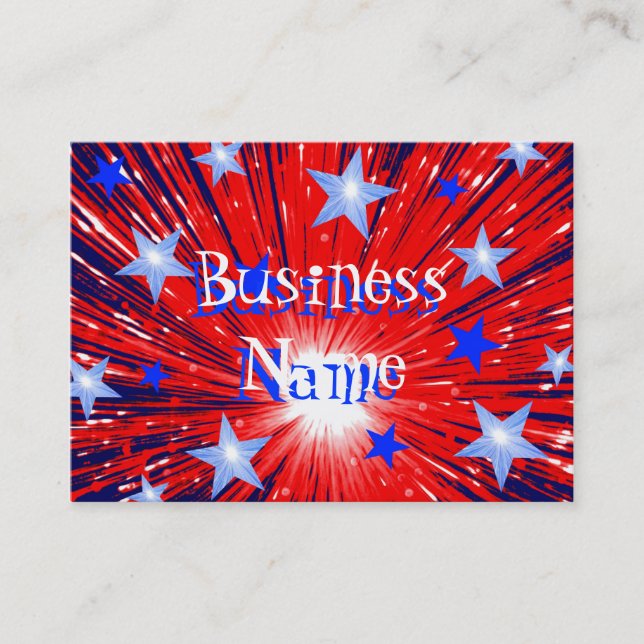 Firework Red White Bue lbusiness card chubby (Front)