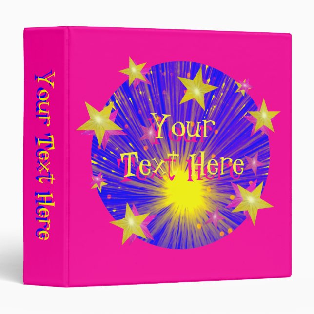 Firework Round binder 'Your Text' pink (Front/Spine)