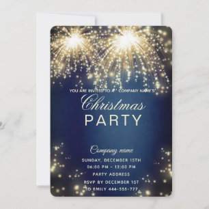 Firework sparkling corporate Christmas party Invitation