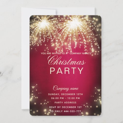 Firework sparkling corporate Christmas party  Invitation