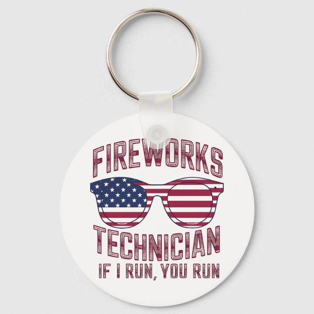 Firework Technician 4Th Of July Funny Usa Keychain (Front)