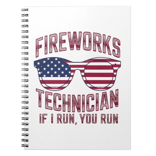 Firework Technician 4Th Of July Funny Usa Notebook (Front)