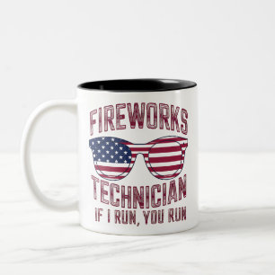 Firework Technician 4Th Of July Funny Usa Two-Tone Coffee Mug