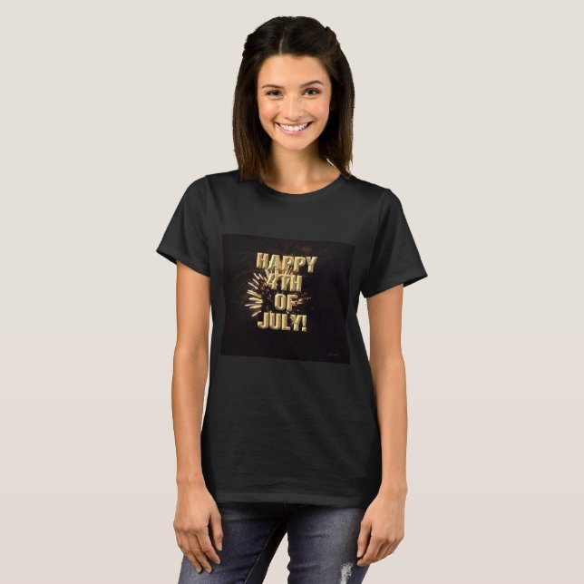 Fireworks 10 4th of July women black shirt (Front Full)