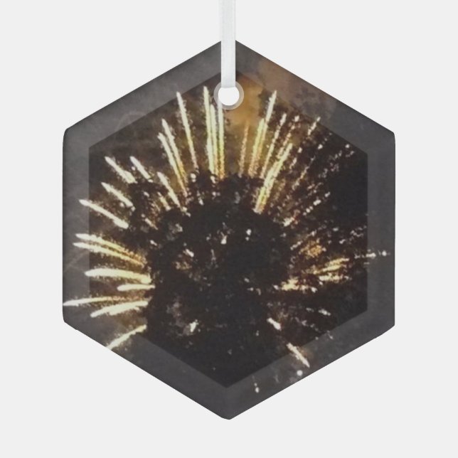 Fireworks 10 glass hexagon ornament (Front)